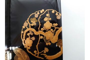 大正〜昭和初期　金蒔絵　松竹梅　雅な佇まいの文箱(木製、硯箱、小物入れ、漆器、手許箱、書道具)(R-079615)