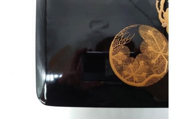 大正〜昭和初期　金蒔絵　松竹梅　雅な佇まいの文箱(木製、硯箱、小物入れ、漆器、手許箱、書道具)(R-079615)