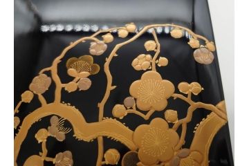 大正〜昭和初期　金蒔絵　松竹梅　雅な佇まいの文箱(木製、硯箱、小物入れ、漆器、手許箱、書道具)(R-079615)