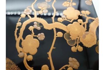 大正〜昭和初期　金蒔絵　松竹梅　雅な佇まいの文箱(木製、硯箱、小物入れ、漆器、手許箱、書道具)(R-079615)