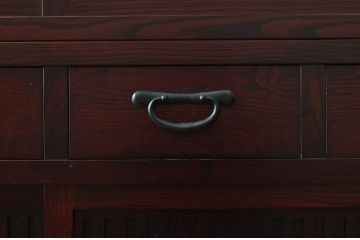 中古　美品　格子デザインが凛とした和を演出する二段重ね水屋箪笥(食器棚、戸棚、収納棚、キャビネット)(R-079620)