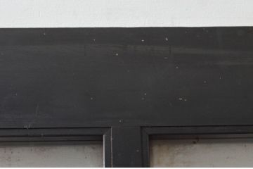 アンティーク建具　モダンなガラス入り升目(マス目)格子蔵戸1枚(玄関戸、格子戸、ガラス戸、引き戸)(R-079623)