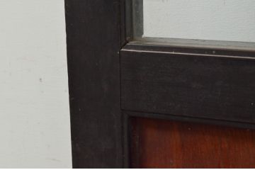アンティーク建具　モダンなガラス入り升目(マス目)格子蔵戸1枚(玄関戸、格子戸、ガラス戸、引き戸)(R-079623)