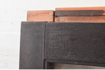 アンティーク建具　モダンなガラス入り升目(マス目)格子蔵戸1枚(玄関戸、格子戸、ガラス戸、引き戸)(R-079623)
