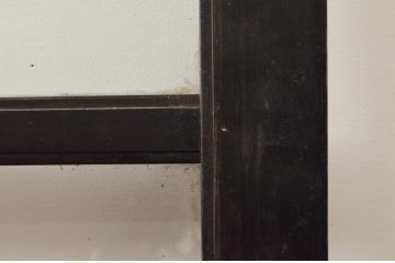 アンティーク建具　モダンなガラス入り升目(マス目)格子蔵戸1枚(玄関戸、格子戸、ガラス戸、引き戸)(R-079623)