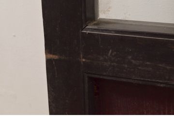 アンティーク建具　モダンなガラス入り升目(マス目)格子蔵戸1枚(玄関戸、格子戸、ガラス戸、引き戸)(R-079623)