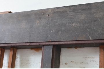 アンティーク建具　障子入り　和モダンな雰囲気を醸し出す升目(マス目)格子蔵戸1枚(引き戸、玄関戸、格子戸、障子戸)(R-079625)