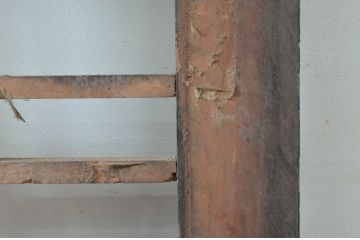アンティーク建具　障子入り　和モダンな雰囲気を醸し出す升目(マス目)格子蔵戸1枚(引き戸、玄関戸、格子戸、障子戸)(R-079625)