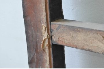 アンティーク建具　障子入り　和モダンな雰囲気を醸し出す升目(マス目)格子蔵戸1枚(引き戸、玄関戸、格子戸、障子戸)(R-079625)