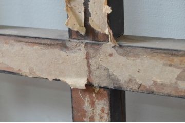 アンティーク建具　障子入り　和モダンな雰囲気を醸し出す升目(マス目)格子蔵戸1枚(引き戸、玄関戸、格子戸、障子戸)(R-079625)