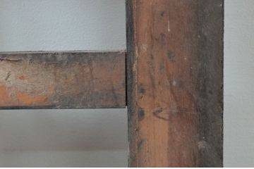 アンティーク建具　障子入り　和モダンな雰囲気を醸し出す升目(マス目)格子蔵戸1枚(引き戸、玄関戸、格子戸、障子戸)(R-079625)