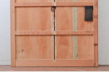 アンティーク建具　松材　重厚感のある佇まいが魅力の蔵戸1枚(玄関戸、引き戸)(R-079627)