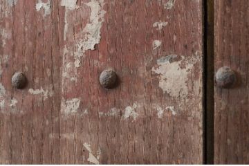 アンティーク建具　総栗材　味わい深い木の風合いが魅力的な蔵戸1枚(引き戸、玄関戸)(R-079629)