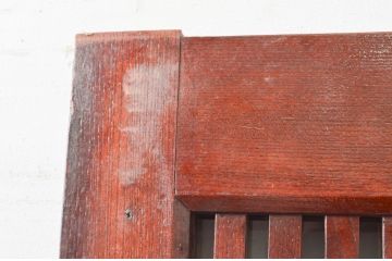 アンティーク建具　総欅(ケヤキ)材　堂々とした佇まいが存在感を放つガラス入り格子蔵戸1枚(玄関戸、格子戸、引き戸)(R-079630)