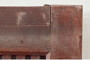 アンティーク建具　総欅(ケヤキ)材　堂々とした佇まいが存在感を放つガラス入り格子蔵戸1枚(玄関戸、格子戸、引き戸)(R-079630)