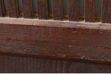 アンティーク建具　総欅(ケヤキ)材　堂々とした佇まいが存在感を放つガラス入り格子蔵戸1枚(玄関戸、格子戸、引き戸)(R-079630)