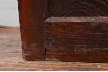 アンティーク建具　総欅(ケヤキ)材　堂々とした佇まいが存在感を放つガラス入り格子蔵戸1枚(玄関戸、格子戸、引き戸)(R-079630)