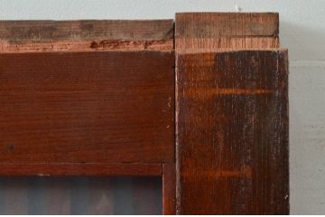 アンティーク建具　総欅(ケヤキ)材　堂々とした佇まいが存在感を放つガラス入り格子蔵戸1枚(玄関戸、格子戸、引き戸)(R-079630)