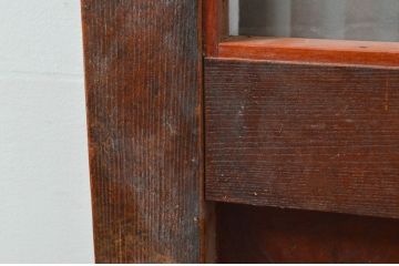 アンティーク建具　総欅(ケヤキ)材　堂々とした佇まいが存在感を放つガラス入り格子蔵戸1枚(玄関戸、格子戸、引き戸)(R-079630)