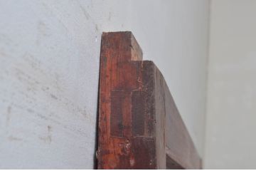 アンティーク建具　総欅(ケヤキ)材　堂々とした佇まいが存在感を放つガラス入り格子蔵戸1枚(玄関戸、格子戸、引き戸)(R-079630)