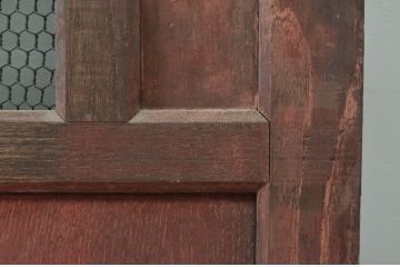 アンティーク建具　総栗材　時代の流れを感じさせる升目(マス目)格子蔵戸1枚(きつね格子、狐格子、引き戸、玄関戸、格子戸)(R-079631)