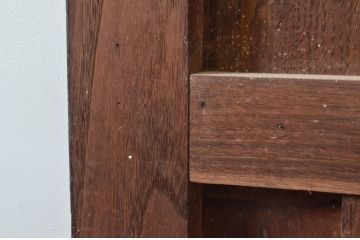 アンティーク建具　総栗材　時代の流れを感じさせる升目(マス目)格子蔵戸1枚(きつね格子、狐格子、引き戸、玄関戸、格子戸)(R-079631)
