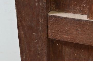 アンティーク建具　総栗材　時代の流れを感じさせる升目(マス目)格子蔵戸1枚(きつね格子、狐格子、引き戸、玄関戸、格子戸)(R-079631)