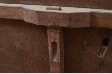 アンティーク建具　総栗材　時代の流れを感じさせる升目(マス目)格子蔵戸1枚(きつね格子、狐格子、引き戸、玄関戸、格子戸)(R-079631)