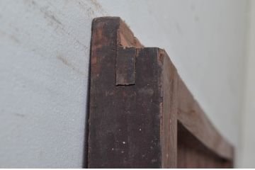 アンティーク建具　総栗材　時代の流れを感じさせる升目(マス目)格子蔵戸1枚(きつね格子、狐格子、引き戸、玄関戸、格子戸)(R-079631)