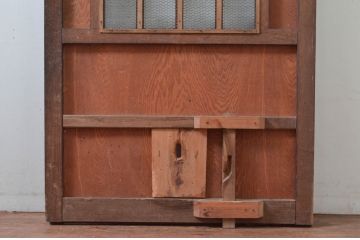 アンティーク建具　総栗材　時代の流れを感じさせる升目(マス目)格子蔵戸1枚(きつね格子、狐格子、引き戸、玄関戸、格子戸)(R-079633)