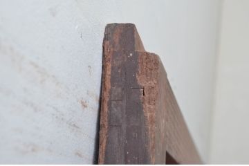 アンティーク建具　総栗材　時代の流れを感じさせる升目(マス目)格子蔵戸1枚(きつね格子、狐格子、引き戸、玄関戸、格子戸)(R-079633)