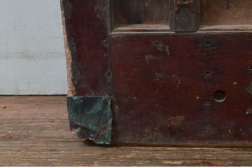 アンティーク建具　総欅(ケヤキ)材　堂々とした佇まいが存在感を放つ格子蔵戸1枚(玄関戸、格子戸、引き戸)(R-079634)
