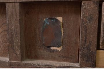 アンティーク建具　総欅(ケヤキ)材　堂々とした佇まいが存在感を放つ格子蔵戸1枚(玄関戸、格子戸、引き戸)(R-079634)