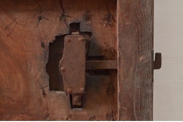 アンティーク建具　上手物!!　北陸産　総欅(ケヤキ)材　和の空間を高める格子蔵戸1枚(格子戸、引き戸、玄関戸)(R-079636)
