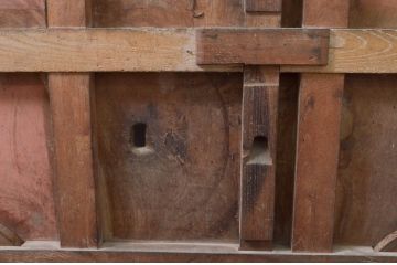 アンティーク建具　上手物!!　北陸産　総欅(ケヤキ)材　和の空間を高める格子蔵戸1枚(格子戸、引き戸、玄関戸)(R-079636)