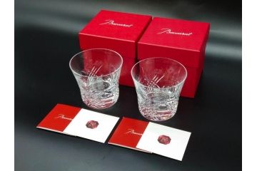未使用　フランス　Baccarat　バカラ　STELLA(ステラ)　イヤータンブラー2014　キラキラとした輝きに見惚れるロックグラス2客セット(創設250周年記念、コップ、グラス、フルレッドクリスタルガラス、共箱付き)(R-079639)