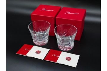 未使用　フランス　Baccarat　バカラ　STELLA(ステラ)　イヤータンブラー2014　繊細なカッティングが魅力のロックグラス2客セット(創設250周年記念、コップ、グラス、フルレッドクリスタルガラス、共箱付き)(R-079640)