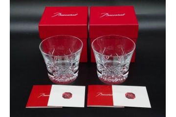 未使用　フランス　Baccarat　バカラ　STELLA(ステラ)　イヤータンブラー2014　至福のひとときを演出するロックグラス2客セット(創設250周年記念、コップ、グラス、フルレッドクリスタルガラス、共箱付き)(R-079642)