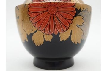 輪島塗　蒔絵　吸物椀　金彩の艶やかなデザインが見事なお椀5客セット(菊、牡丹、花、木製、漆器、漆芸、金彩、和食器、蓋付き)(R-079643)