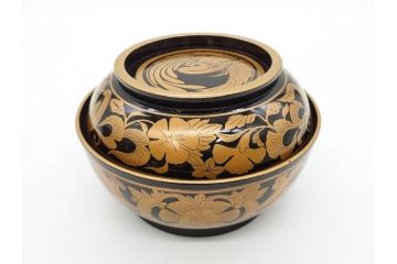 明治〜大正期　輪島塗　金蒔絵　鳳凰　高い品格を感じるお椀5客セット(鳥、牡丹、花、吸物椀、木製、漆器、漆芸、金彩、和食器、蓋付き)(R-079644)