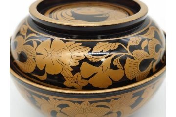 明治〜大正期　輪島塗　金蒔絵　鳳凰　高い品格を感じるお椀5客セット(鳥、牡丹、花、吸物椀、木製、漆器、漆芸、金彩、和食器、蓋付き)(R-079644)