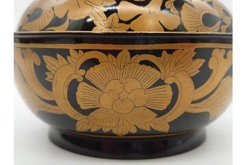 明治〜大正期　輪島塗　金蒔絵　鳳凰　高い品格を感じるお椀5客セット(鳥、牡丹、花、吸物椀、木製、漆器、漆芸、金彩、和食器、蓋付き)(R-079644)