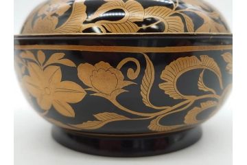 明治〜大正期　輪島塗　金蒔絵　鳳凰　高い品格を感じるお椀5客セット(鳥、牡丹、花、吸物椀、木製、漆器、漆芸、金彩、和食器、蓋付き)(R-079644)