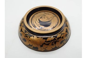 明治〜大正期　輪島塗　金蒔絵　鳳凰　高い品格を感じるお椀5客セット(鳥、牡丹、花、吸物椀、木製、漆器、漆芸、金彩、和食器、蓋付き)(R-079644)