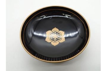 明治〜大正期　輪島塗　金蒔絵　鳳凰　高い品格を感じるお椀5客セット(鳥、牡丹、花、吸物椀、木製、漆器、漆芸、金彩、和食器、蓋付き)(R-079644)