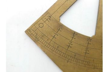 江戸期　法橋規周　黄銅　象限儀(四分儀)　羅針盤　時代を感じる測量器&方位磁針セット(コンパス、方位計、方位磁石)(R-079647)