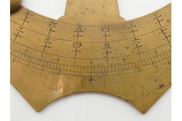 江戸期　法橋規周　黄銅　象限儀(四分儀)　羅針盤　時代を感じる測量器&方位磁針セット(コンパス、方位計、方位磁石)(R-079647)