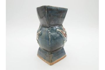 河井寛次郎　花文　独創的なデザインに心惹かれる花扁壷(花入、花器、花生、フラワーベース、共箱付き、日本工芸会シールあり)(R-079648)