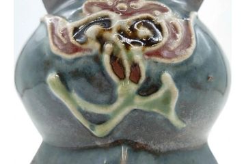 河井寛次郎　花文　独創的なデザインに心惹かれる花扁壷(花入、花器、花生、フラワーベース、共箱付き、日本工芸会シールあり)(R-079648)