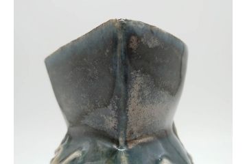 河井寛次郎　花文　独創的なデザインに心惹かれる花扁壷(花入、花器、花生、フラワーベース、共箱付き、日本工芸会シールあり)(R-079648)